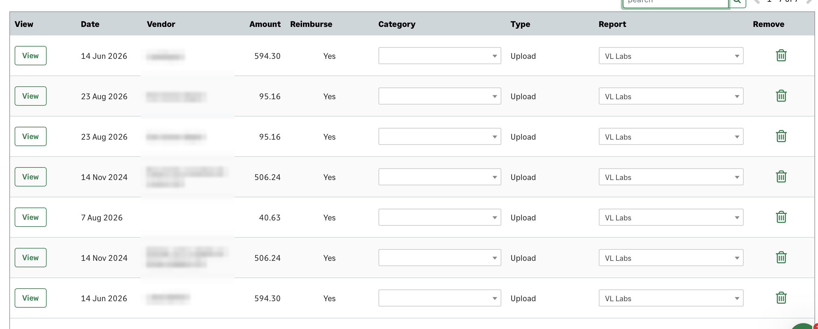 AutoEntry expense report on 12 September 2026: the same receipts twice over, with supplier names redacted
