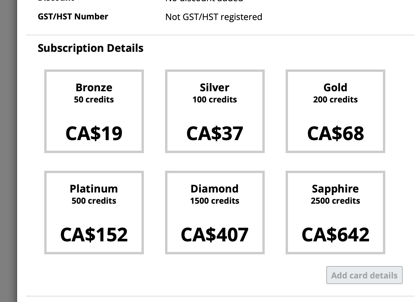 AutoEntry subscription tiers in Canadian dollars on 12 September 2026, Bronze to Sapphire